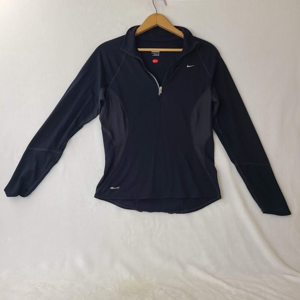 Nike Womens Black Long Sleeve Half-Zip Athletic Top Size S 4-6 - Picture 2 of 6